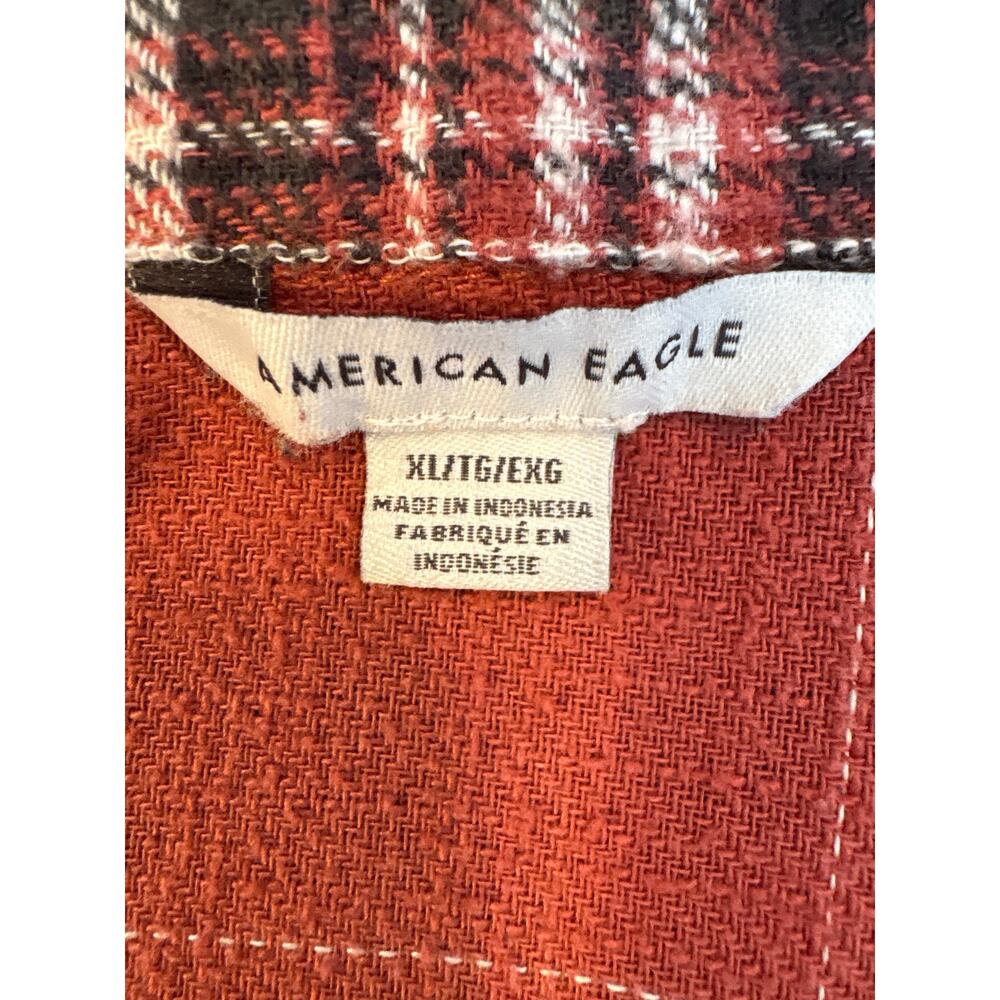 American Eagle Orange Plaid Peplum Baby doll Button Up Top Oversized Womens XL - Picture 4 of 6